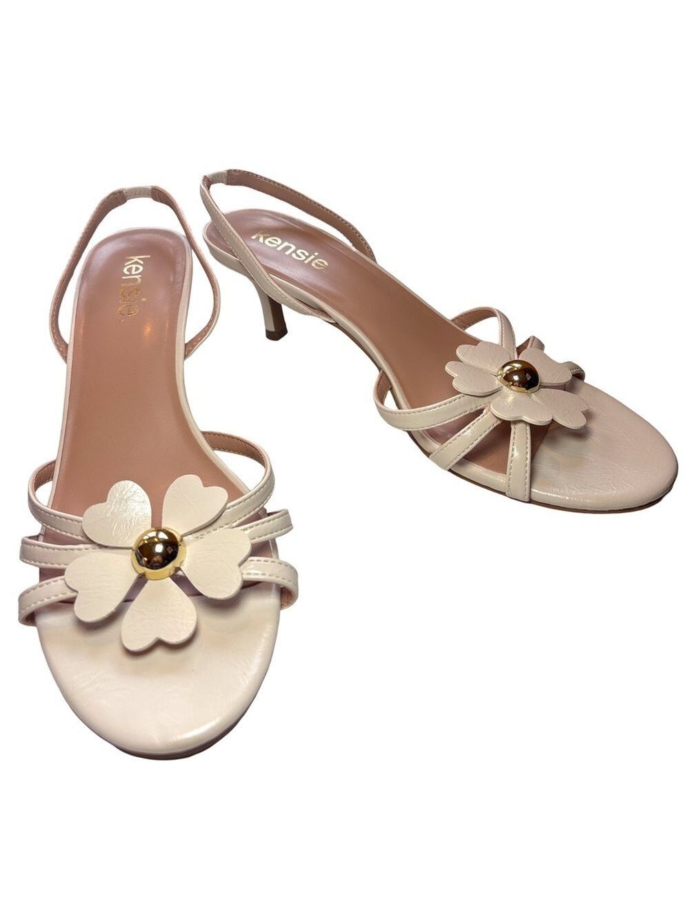 Kensie Raya Cream Floral Open Toe Women's Heels 7.5